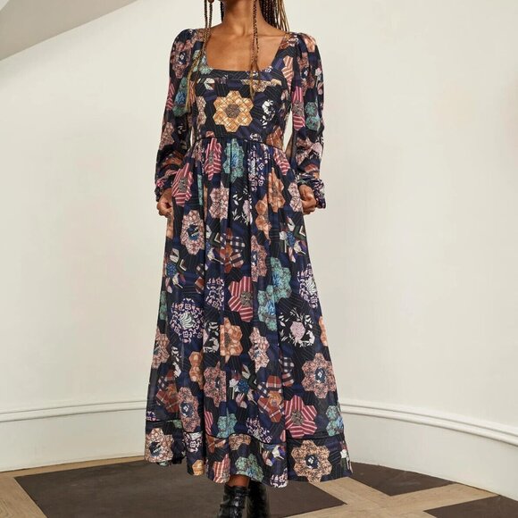 La Ligne Maria Floral Long Sleeve Silk Maxi Dress mint condition -  Sz M - Picture 1 of 8